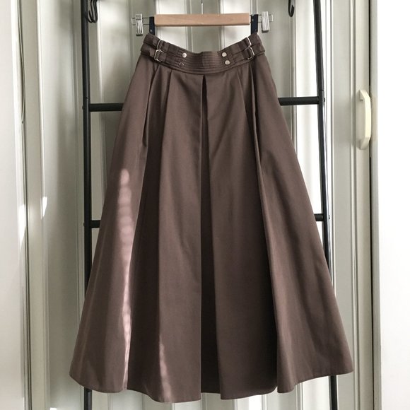 Vintage Dresses & Skirts - Vintage Brown Box Pleated Maxi Skirt